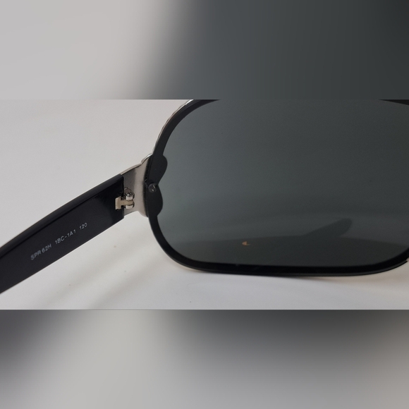 PRADA Women's Rimless shield sunglasses black silver Mono Rope Y2K SPR 1BC-1A1 - Picture 4 of 15